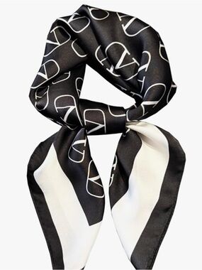 Black & White Logo Silk Scarf - Designer Style